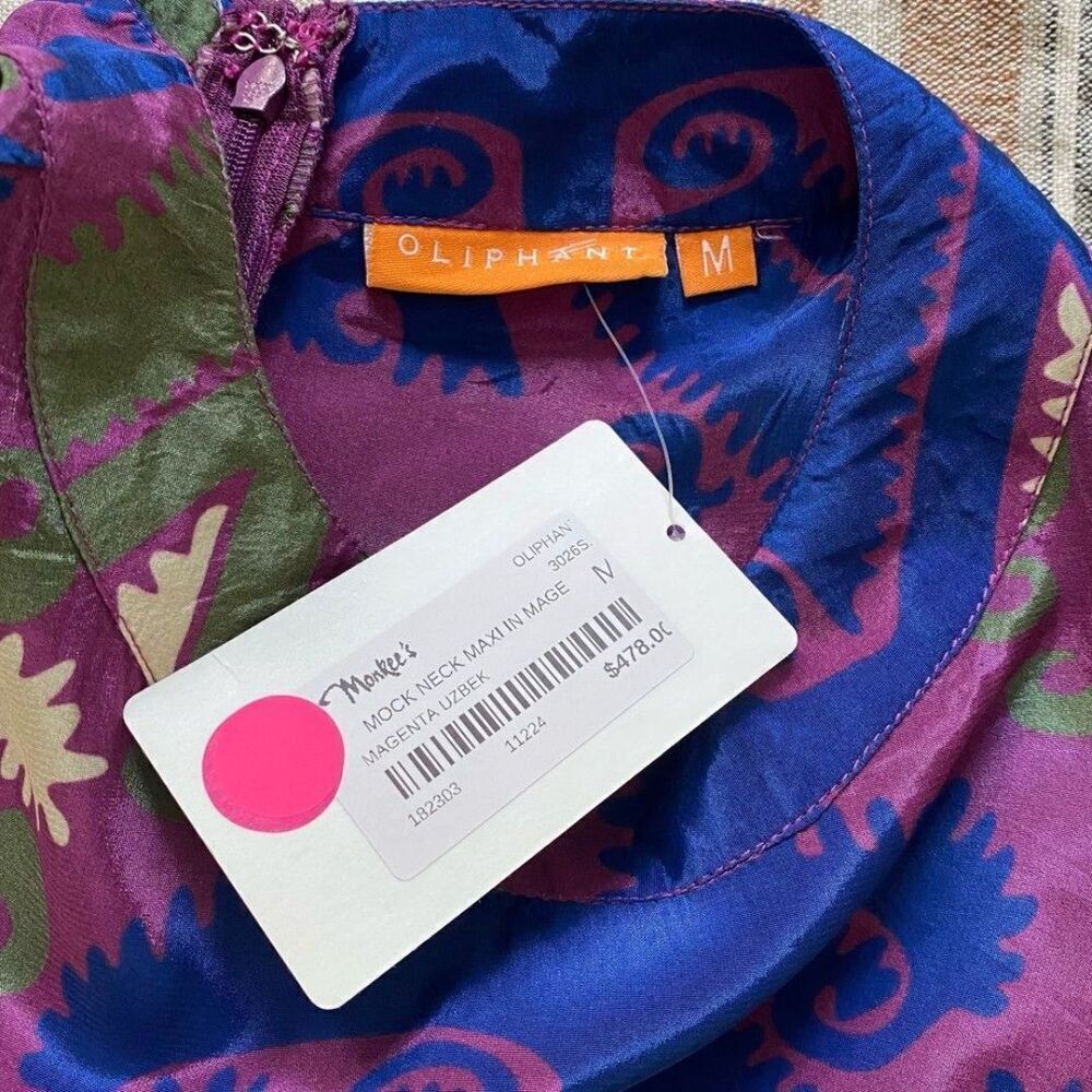 Tuckernuck Oliphant Purple Blue Uzbek Magenta Mock Neck Long Sleeve Maxi Dress - Picture 10 of 12